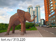 Плетёная фигура слона в элитном микрорайоне (2008 год). Редакционное фото, фотограф Сергей Лаврентьев / Фотобанк Лори