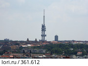 Прага. Вид на город. Район Жижков и телевизионную вышку (2008 год). Стоковое фото, фотограф Наталья Белотелова / Фотобанк Лори