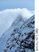 Вершина Джантуган в облаке (2008 год). Редакционное фото, фотограф Пиневич Геннадий Александрович / Фотобанк Лори