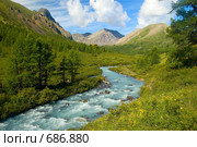 Река Каракабак. Горный Алтай. Стоковое фото, фотограф Селигеев Андрей Иванович / Фотобанк Лори