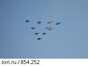 Су-34, 3  - Су-24М, 4 Су-27, 2 - МИГ-29 (2009 год). Редакционное фото, фотограф Наталья Волкова / Фотобанк Лори