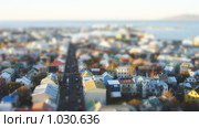 Рейкьявик с высоты птичьего полета, имитация объектива tilt-shift. Стоковое фото, фотограф Павел С. / Фотобанк Лори
