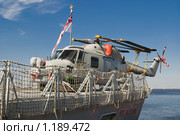 Военный вертолёт на борту ракетного фрегата F83 St. Albans ВМС Великобритании (2009 год). Редакционное фото, фотограф Александр Лядов / Фотобанк Лори
