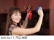 Девушка ухаживает за мебелью. Стоковое фото, фотограф Яков Филимонов / Фотобанк Лори
