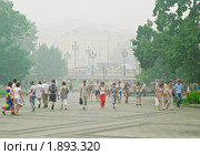 Александровский сад. Москва окутана дымом от лесных пожаров (2010 год). Редакционное фото, фотограф Алёшина Оксана / Фотобанк Лори
