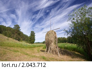 Стог сена (Уральский вариант) на фоне неба. Стоковое фото, фотограф Егор Никифоров / Фотобанк Лори