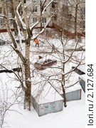 Городской двор после снегопада, вид сверху (2010 год). Стоковое фото, фотограф Солодовникова Елена / Фотобанк Лори