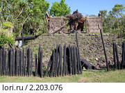 Традиционная деревянная крепость на острове Фиджи (2010 год). Стоковое фото, фотограф Валерий Шанин / Фотобанк Лори