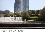 Фонтан перед отелем Армани. Дубай. ОАЭ (2010 год). Редакционное фото, фотограф Юлия Машкова / Фотобанк Лори