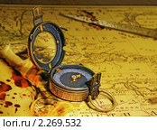 Старинный компас  Verners Pattern лежит на карте. Verners   Pattern Compass.1918 год. Стоковое фото, фотограф Юрий Кирсанов / Фотобанк Лори