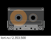 Компакт-кассета на черном фоне. Стоковая иллюстрация, иллюстратор Федин Константин / Фотобанк Лори