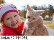 Девочка с рыжим котом. Стоковое фото, фотограф LenaLeonovich / Фотобанк Лори
