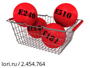 Вредные пищевые добавки в продуктовой корзине. Стоковая иллюстрация, иллюстратор WalDeMarus / Фотобанк Лори