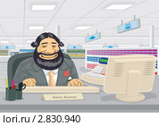 Торговец в магазине за кассой. Стоковая иллюстрация, иллюстратор Антон Гриднев / Фотобанк Лори