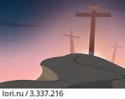 Кресты на Голгофе. Стоковая иллюстрация, иллюстратор Столыпин Борис / Фотобанк Лори