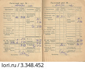 Расчетная книжка для работающих в государственных, кооперативных и общественных предприятиях. Расчетные листы за октябрь, ноябрь 1962 года. Стоковое фото, фотограф Илюхина Наталья / Фотобанк Лори