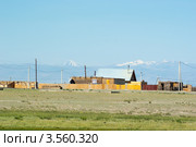 Дом на фоне гор. Кош-Агач, Горный Алтай (2011 год). Стоковое фото, фотограф Михаил Павлов / Фотобанк Лори