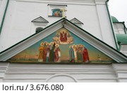 Роспись на стене Трапезной церкви Флоровского монастыря в Киеве (XVII-XIX) (2012 год). Стоковое фото, фотограф Онищенко Виктор / Фотобанк Лори