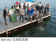 Погружение водолаза на празднике "Дни Моря" в Таллине, Эстония (2012 год). Редакционное фото, фотограф Игорь Соколов / Фотобанк Лори