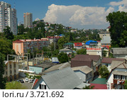 Вид на город Сочи с автомобильного моста (2012 год). Редакционное фото, фотограф Самойлова Екатерина / Фотобанк Лори
