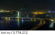 Мост Liede через реку Перл ночью, таймлапс. Стоковое видео, видеограф Losevsky Pavel / Фотобанк Лори