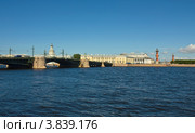 Санкт-Петербург, Васильевский остров, здание Биржи и Ростральные колонны, Дворцовый мост (2012 год). Редакционное фото, фотограф ИВА Афонская / Фотобанк Лори