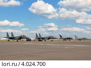 Международный авиационно-космический салон МАКС-2011. Самолет McDonnell Douglas F-15 Eagle и Дассо «Рафаль» Редакционное фото, фотограф Игорь Долгов / Фотобанк Лори