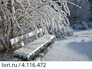 Скамейка в снегу. Стоковое фото, фотограф Людмила Долгорукова / Фотобанк Лори