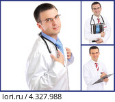 Молодой врач. Коллаж из нескольких снимков. Стоковое фото, фотограф Vitas / Фотобанк Лори