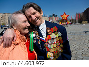 Партизан, орденоносец. ветеран Великой отечественной войны - Андреев Григорий Лаврентьевич 1926 года рождения в парке Победы на Поклонной горе (2013 год). Редакционное фото, фотограф Николай Винокуров / Фотобанк Лори