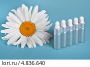 Ромашка и флаконы косметических средств для мезотерапии с пипетками. Стоковое фото, фотограф Элина Гаревская / Фотобанк Лори