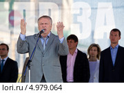 Депутат Государственной Думы и лидер фракции ЛДПР Владимир Вольфович Жириновский выступает на сцене поддержку Дегтярева и Шингаркина 22 августа 2013. Редакционное фото, фотограф Николай Винокуров / Фотобанк Лори