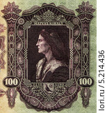 Банкнота Венгрии 1930 года.100 пенго.Фрагмент с изображением короля Венгрии  Матьяша Хуньяди. Стоковая иллюстрация, иллюстратор Евгений Мухортов / Фотобанк Лори
