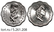 Монета островов Кука. 1 доллар 1992 года. Полинезийский божок с обнажённым фаллосом. Королева Великобритании Елизавета вторая. Редакционная иллюстрация, иллюстратор Евгений Мухортов / Фотобанк Лори