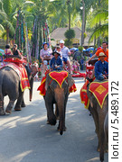 Катание на слонах. Тропический парк Нонг Нуч (Nong Nooch Tropical Garden), Королевство Таиланд (2013 год). Редакционное фото, фотограф Григорий Писоцкий / Фотобанк Лори