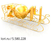 Золотые санки с 2014 годом. Стоковая иллюстрация, иллюстратор Guru3d / Фотобанк Лори