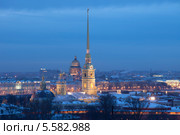 Доминанты Санкт-Петербург. Вид на Петропавловскую крепость и Исаакиевский собор с высоты (2012 год). Редакционное фото, фотограф Литвяк Игорь / Фотобанк Лори