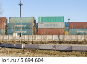 Контейнерный терминал ОАО "Подольское ППЖТ" (2014 год). Редакционное фото, фотограф Алёшина Оксана / Фотобанк Лори