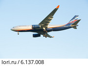 Самолет Airbus-A330 авиакомпании "Аэрофлот" заходит на посадку в аэропорту Шереметьево (2014 год). Редакционное фото, фотограф Александр Фрейдин / Фотобанк Лори