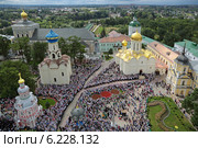 Сергиев Посад, Троице-Сергиева лавра. Празднование 700-летия со дня рождения преподобного Сергия Радонежского. Вид с колокольни Троице-Сергиевой лавры (2014 год). Стоковое фото, фотограф Игорь Долгов / Фотобанк Лори