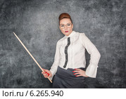 Строгая учительница с указкой. Стоковое фото, фотограф Darkbird77 / Фотобанк Лори