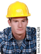 Depressed construction worker. Стоковое фото, фотограф Phovoir Images / Фотобанк Лори