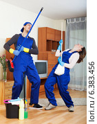 Playful cleaners. Стоковое фото, фотограф Яков Филимонов / Фотобанк Лори