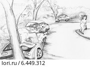 Рисунок. Летняя гололедица. Стоковая иллюстрация, иллюстратор Олег Хархан / Фотобанк Лори