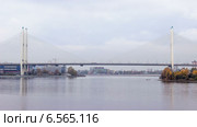 Большой Обуховский мост через реку Нева, Санкт-Петербург, Россия. Осень. таймлапс, 4К (2014 год). Стоковое видео, видеограф Кекяляйнен Андрей / Фотобанк Лори