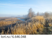 Туманное ноябрьское утро на реке Уче (2014 год). Стоковое фото, фотограф Елена Коромыслова / Фотобанк Лори