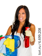 housewife annoys brush over. Стоковое фото, фотограф Erwin Wodicka / Фотобанк Лори