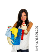 housewife annoys brush over. Стоковое фото, фотограф Erwin Wodicka / Фотобанк Лори