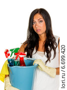 clean housewife with stress during. Стоковое фото, фотограф Erwin Wodicka / Фотобанк Лори