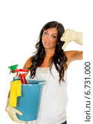 housewife annoys brush over. Стоковое фото, фотограф Erwin Wodicka / Фотобанк Лори